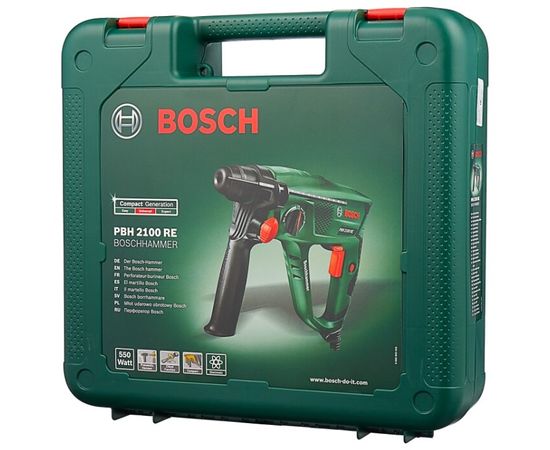  Перфоратор Bosch PBH 2100 RE (06033A9320) патрон:SDS-plus уд.:1.7Дж 550Вт (кейс в комплекте) 