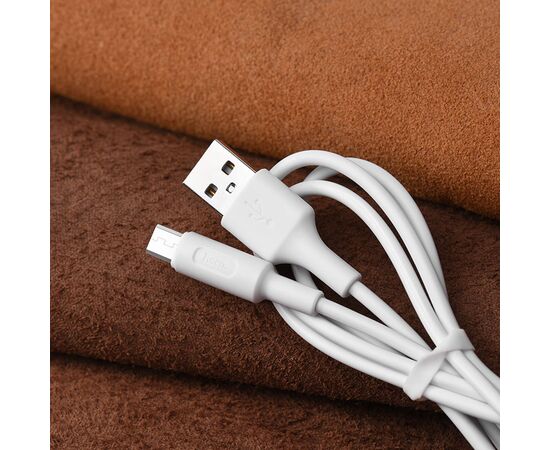  Кабель USB - микро USB HOCO X25 Soarer, 1.0м, круглый, 2.1A, силикон, цвет: белый (1/30/300) 
