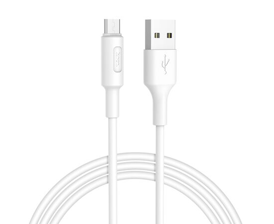  Кабель USB - микро USB HOCO X25 Soarer, 1.0м, круглый, 2.1A, силикон, цвет: белый (1/30/300) 