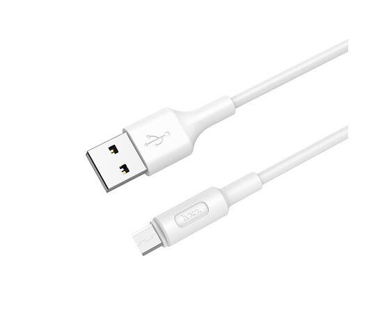  Кабель USB - микро USB HOCO X25 Soarer, 1.0м, круглый, 2.1A, силикон, цвет: белый (1/30/300) 