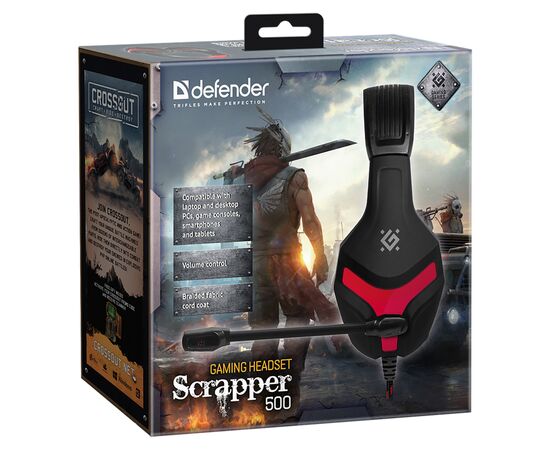  Компьютерная гарнитура огровая Defender Scrapper 500 (red/black) (218098) 