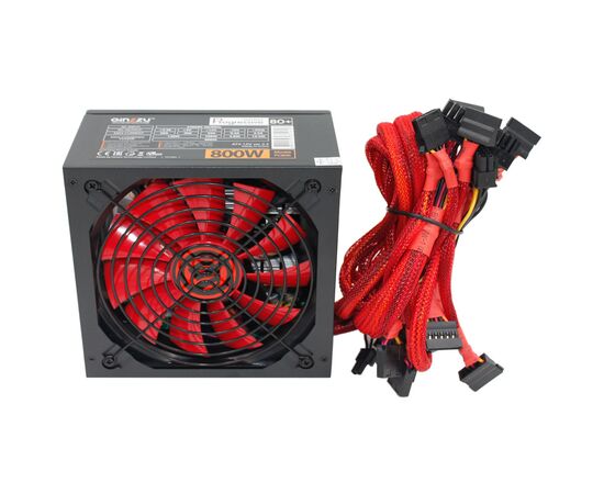  Блок питания Ginzzu PC800 14CM Red 
