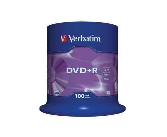  Диск DVD+R Verbatim 4.7Gb 16x Cake Box (100шт) 43551 