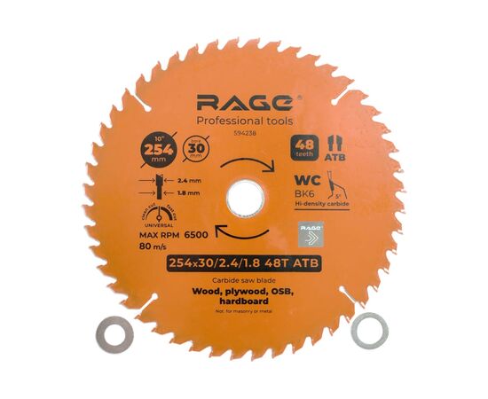  Диск пильный VIRA by Rage Universal 594238 254мм (10”) z48 посадка 30+25,4/20/16 