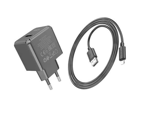  Блок питания сетевой 1 USB HOCO CS11A Ocean, 2.1А, кабель USB -  8 pin, цвет: чёрный (1/30/180) 