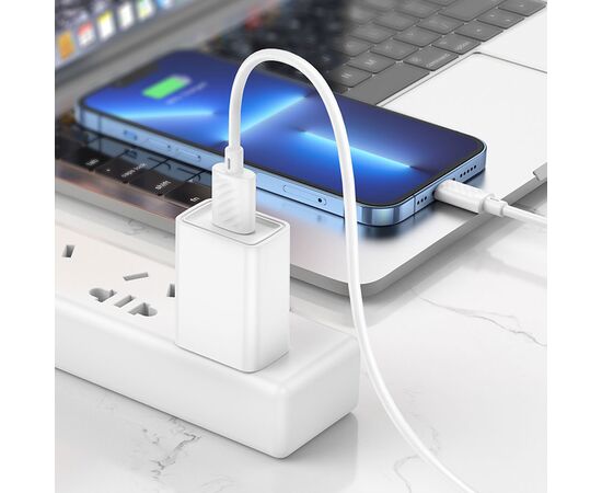  Кабель USB HOCO X88 Gratified USB - Lightning, 2.4А, 1 м, белый 