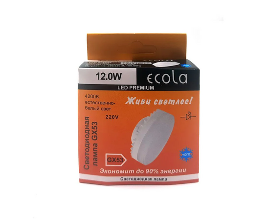  Лампа светодиодная ECOLA GX53 Premium 12,0W Tablet 220V 4200K матовое стекло (композит) 27x75(1/10/100) 