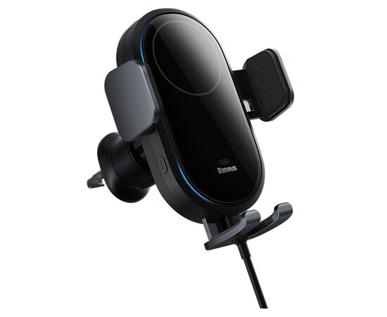  Автомобильный держатель BASEUS Light Chaser Wireless Charging, зажимной с беспроводной зарядкой, 15W, на воздуховод, черный 