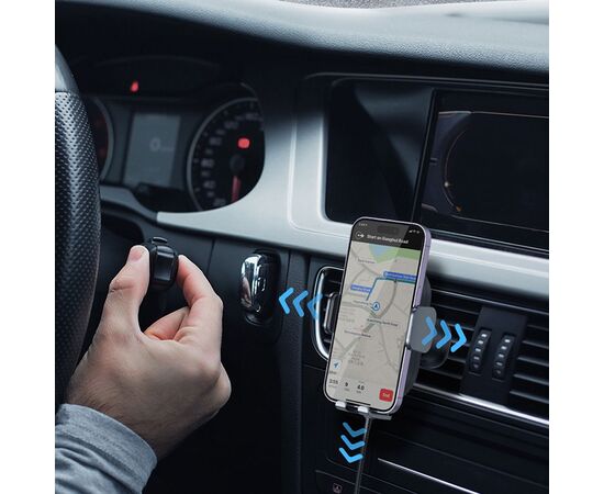  Автомобильный держатель BASEUS Light Chaser Wireless Charging, зажимной с беспроводной зарядкой, 15W, на воздуховод, черный 