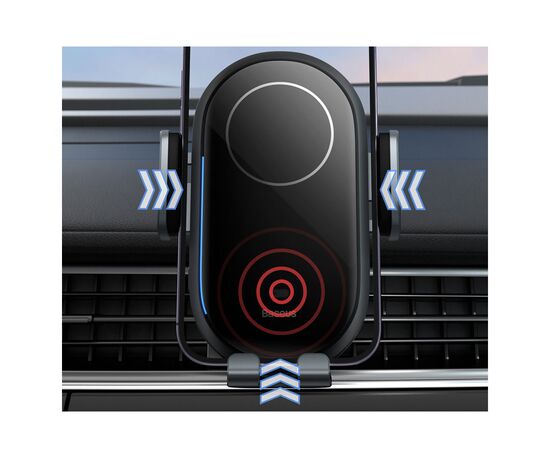  Автомобильный держатель BASEUS Light Chaser Wireless Charging, зажимной с беспроводной зарядкой, 15W, на воздуховод, черный 