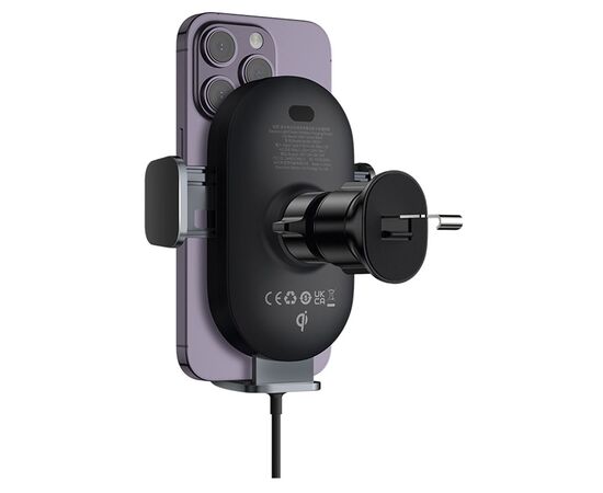  Автомобильный держатель BASEUS Light Chaser Wireless Charging, зажимной с беспроводной зарядкой, 15W, на воздуховод, черный 