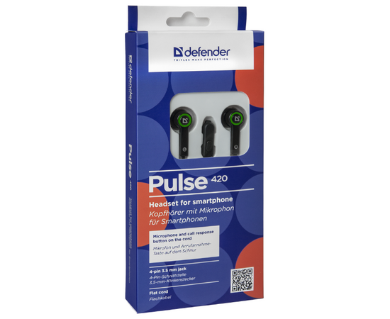  Гарнитура DEFENDER Pulse 420 Black/Green 63422 