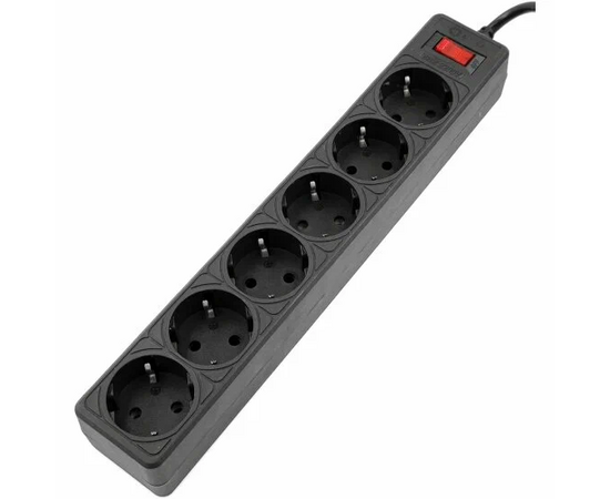  Сетевой фильтр 5bites Garda SP6B-518 6S, 3*0.75mm2, 1.8M, Black 