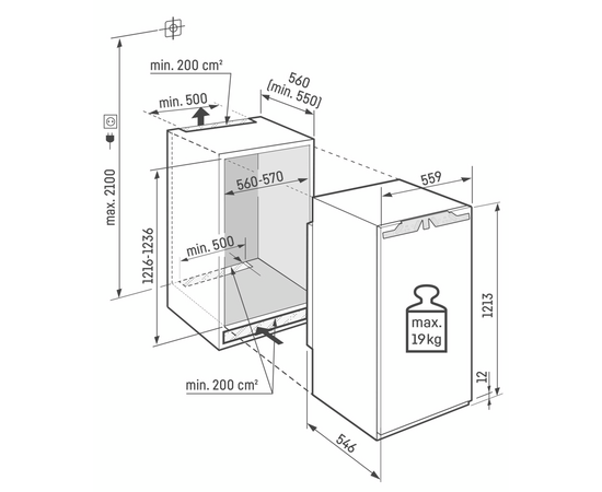  Встраиваемый холодильник LIEBHERR IRBci 4150-22 001 Eiger, ниша 122, Prime, BioFresh, без МК, door-on-door 