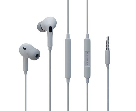  Наушники вакуумные Smart AUX разъём с МК c рег.громкости длина 1.2м  More choice G31S (White) 