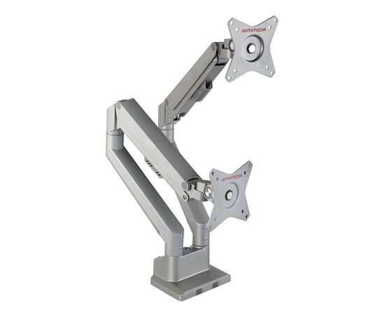  Кронштейн Arm media LCD-T36 (90393) silver Кр. алюм. настол. для 2-х мон. 15"-34", max 2х9кг, нак. 45град., пов. 180град., от стола 495 мм, max VESA 100x, 4шт/уп 