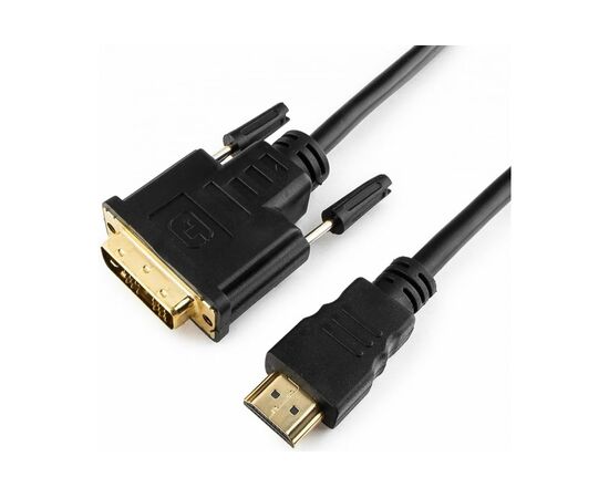  Кабель Gembird/Cablexpert CC-HDMI-DVI-0.5M HDMI-DVI 19M/19M 0.5м single link черный позол.разъемы экран пакет 