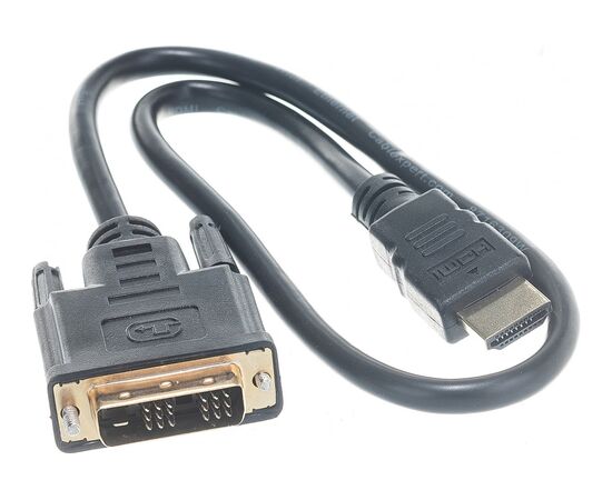  Кабель Gembird/Cablexpert CC-HDMI-DVI-0.5M HDMI-DVI 19M/19M 0.5м single link черный позол.разъемы экран пакет 