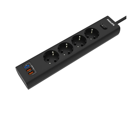  Сетевой фильтр Philips CHP4346BA/51 2м (4 розетки) черный (коробка) 