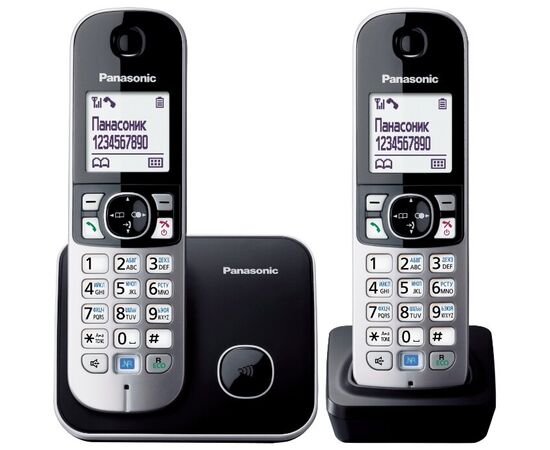  Телефон Panasonic KX-TG6812RU черный (труб. в компл.2шт) АОН 