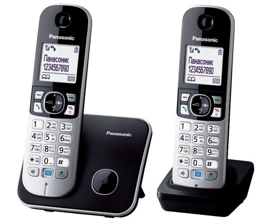  Телефон Panasonic KX-TG6812RU черный (труб. в компл.2шт) АОН 