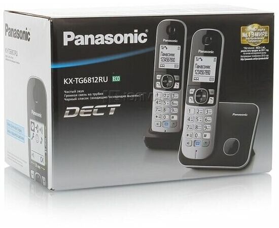  Телефон Panasonic KX-TG6812RU черный (труб. в компл.2шт) АОН 