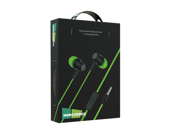  PURE Наушники вакуумные AUX разъём с МК без рег.громкости длина 1.2м More choice G16 (Green) 