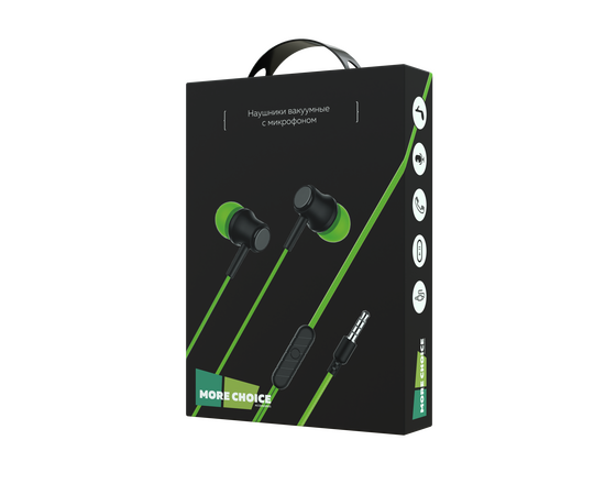  PURE Наушники вакуумные AUX разъём с МК без рег.громкости длина 1.2м More choice G16 (Green) 