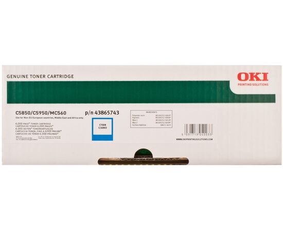  Тонер-картридж Oki C5850/5950/MC560 голубой 6K (43 865 743) 