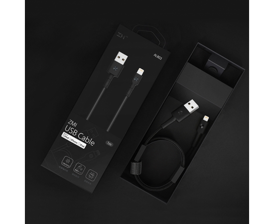  Кабель Xiaomi AL805/AL803 USB/Lightning ZMI MFi 100см 2,4A 12Вт Материал оплетки Braided PP Black 