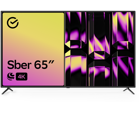  65" Телевизор Sber SDX 65U4014B черный 3840x2160, 4K Ultra HD, 60 Гц, Wi-Fi, Smart TV, Салют ТВ 