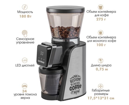 Кофемолка ENDEVER Costa-1063 стальной/черный 